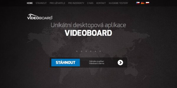 Jak vypadá úvodní stránka projektu Videoboard.net.