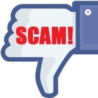 Facebookové tlačítko "unlike", které signalizuje, že jde o podvod, resp. scam.