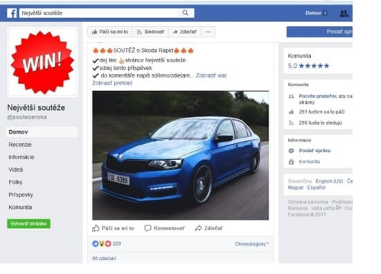 Podvodníci nabízejí v soutěži na Facebooku drahé auto.