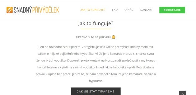 Jak funguje Snadný přívydělek?