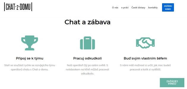 Stránka nabízí možnost vydělávání peněz live chatováním.