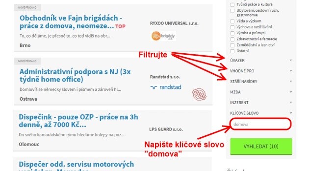 Jak selektovat inzeráty na pracovním portálu inworkcz.