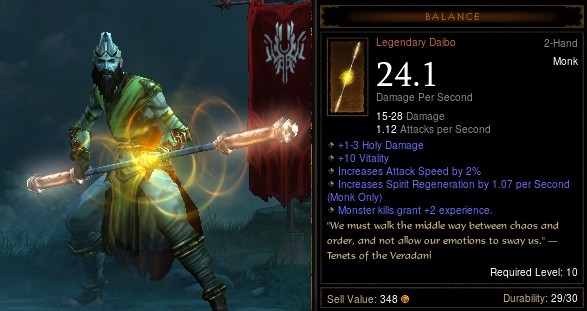 Legendární artefakt v Diablo 3, ten by se určitě dobře prodal.