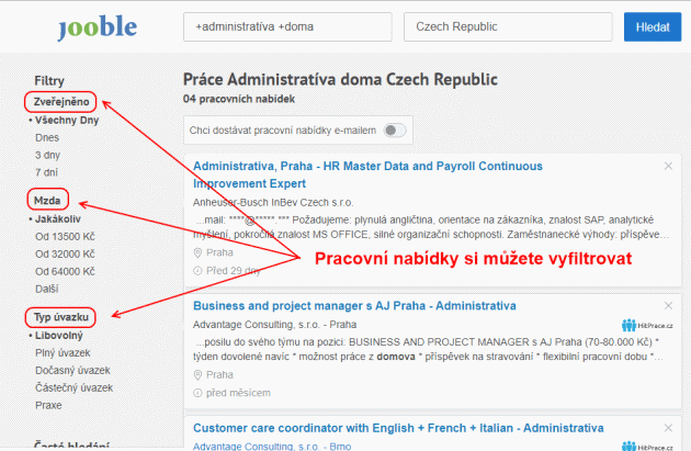 Jak vyhledávat nabídky práce na Jooble.cz.
