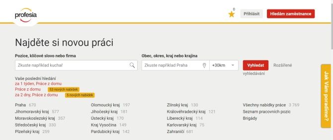 Jak hledat nabídky na inzertních serverech jako Profesie.cz.