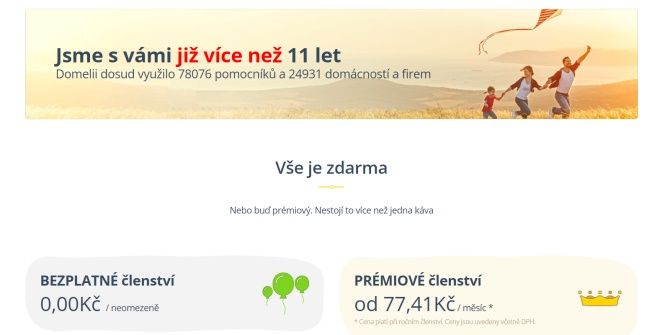 Domelie nabízí bezplatné členství a prémiové členství.