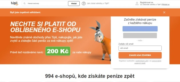 Navštivte známé obchody přes Tipli a získejte část peněz za své nákupy zpět.